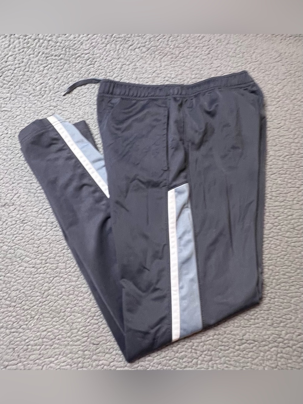 MCS Sport Boys Track Pants XL 16/18 Black/Gray Stripe Drawstring Polyester